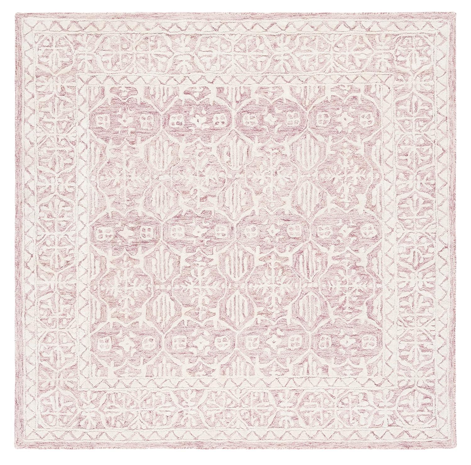 Metro MET903 Hand Tufted Indoor Area Rug - Dark Pink/Ivory - 6'x6' - Safavieh