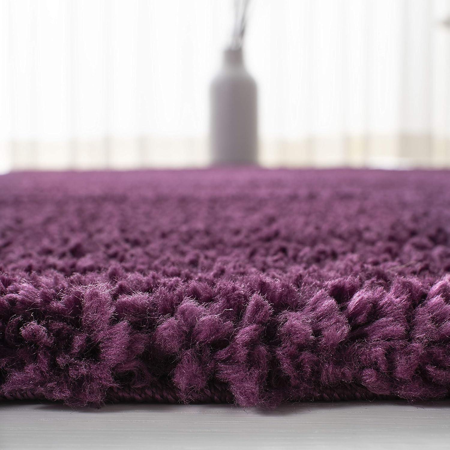 SAFAVIEH August Carlene Solid Plush Shag Area Rug, Purple, 5'3" x 5'3" Square