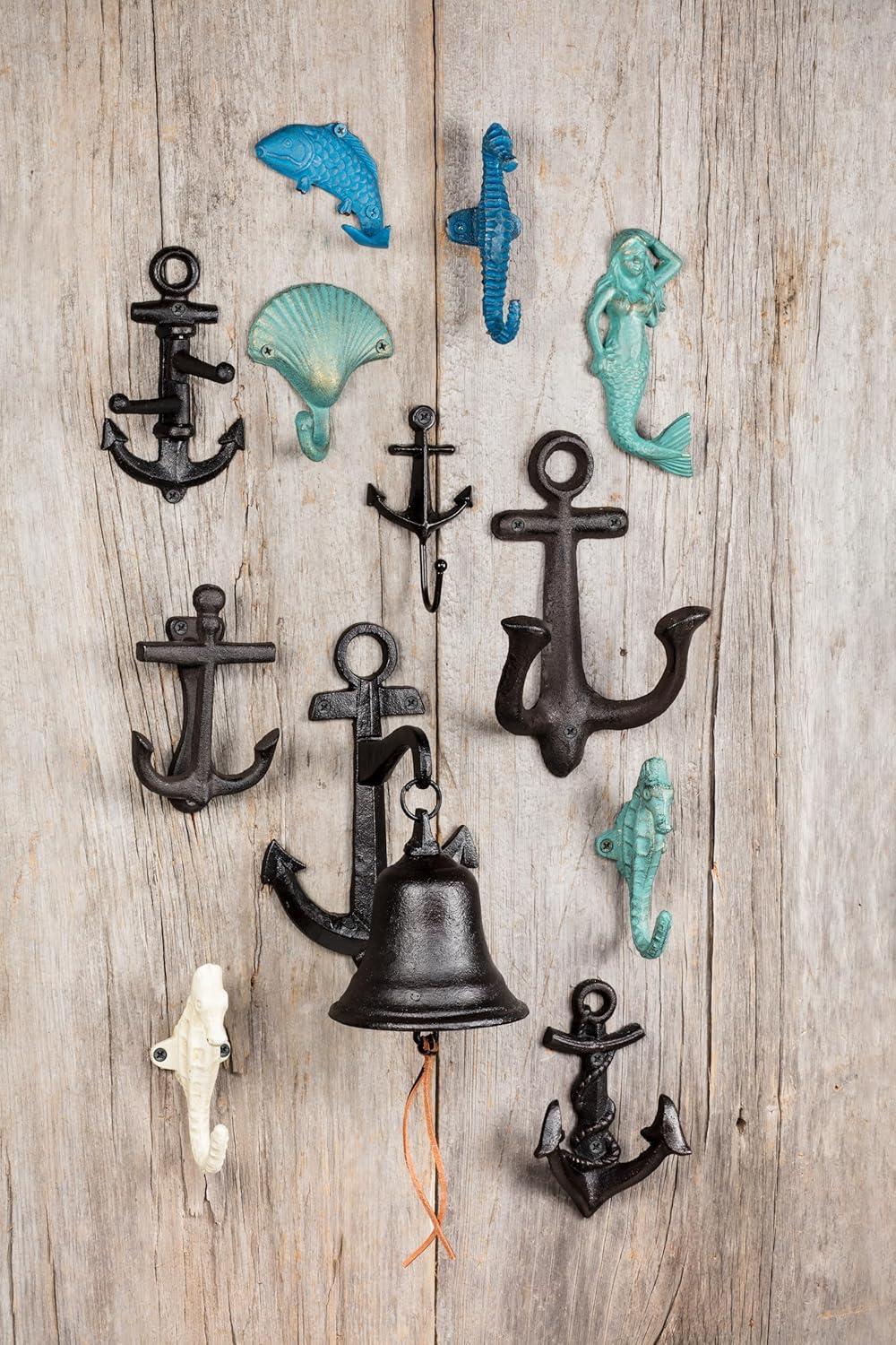 Abbott Collection AB-27-IRONAGE-274 5 in. Seahorse Wall Hook, Verdigris
