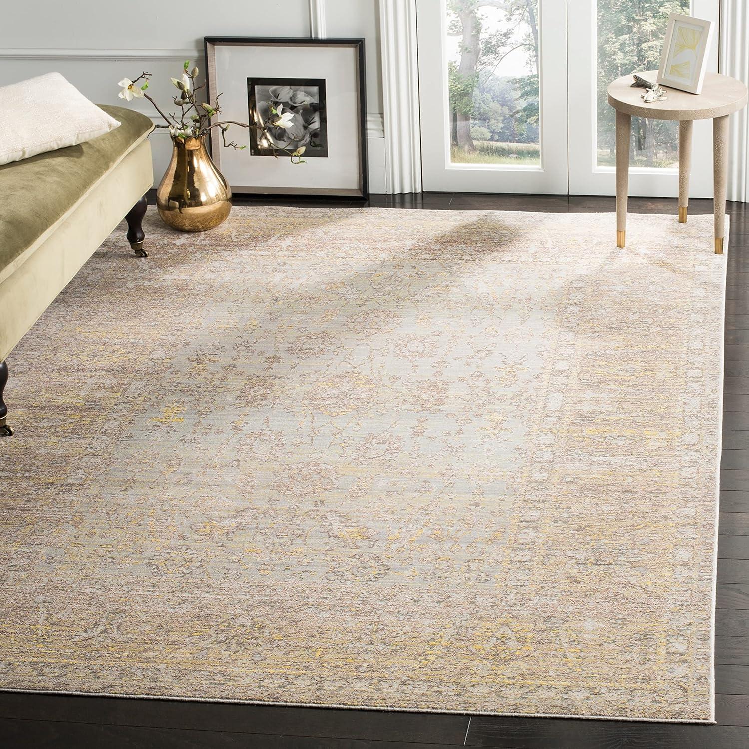 Grey and Multicolor Synthetic Rectangular Area Rug, 3' x 5'