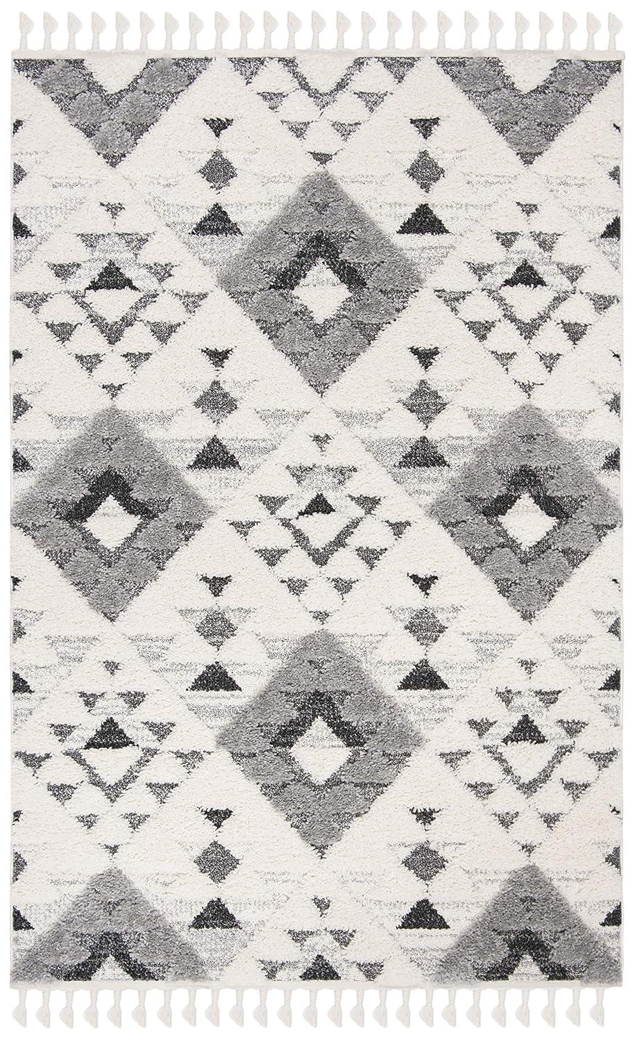 Moroccan Tassel Shag MTS688 Power Loomed Indoor Accent Rug - Ivory/Grey - 2'3"x4' - Safavieh
