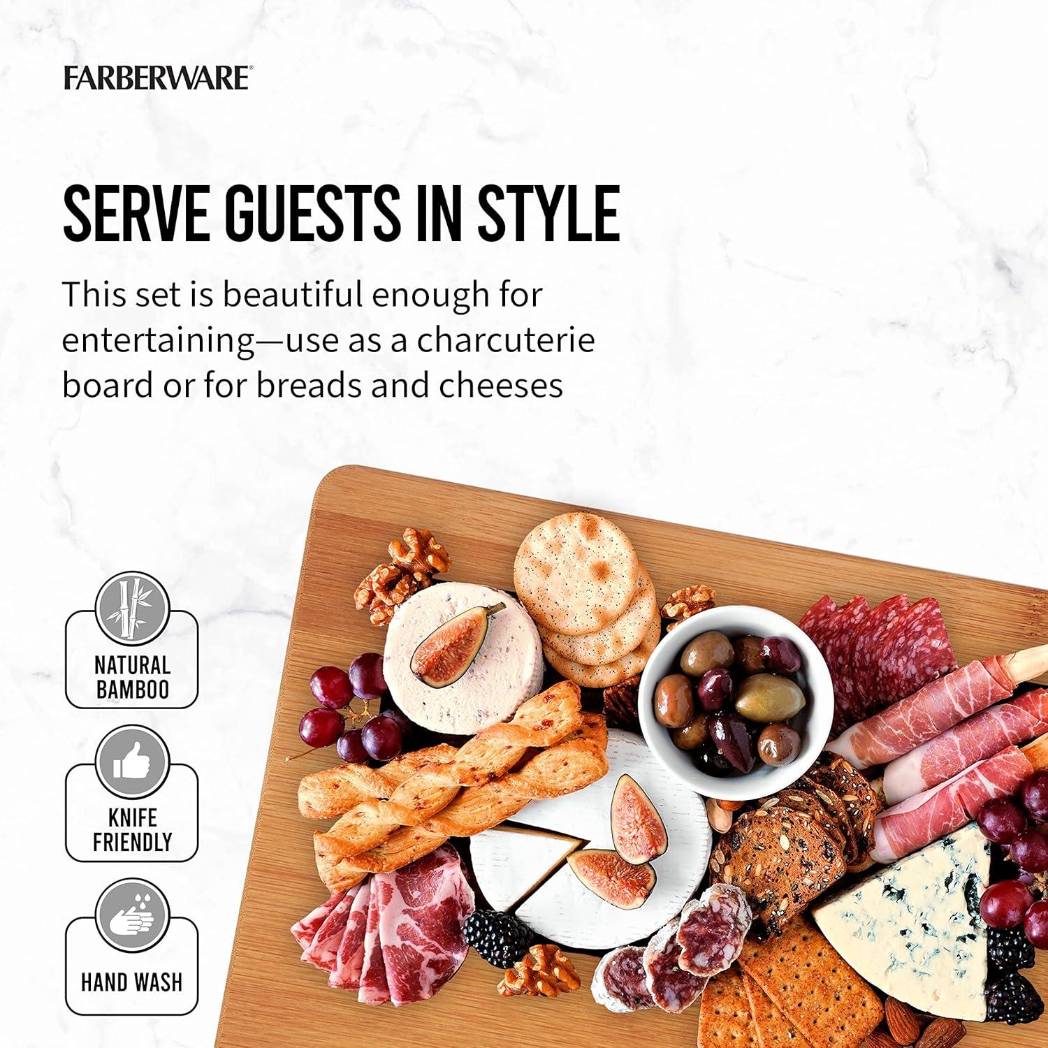 Farberware 3-piece Bamboo Cutting Board Set, 6x8-inch, 8.5X11-inch and a 9.5x13-inch