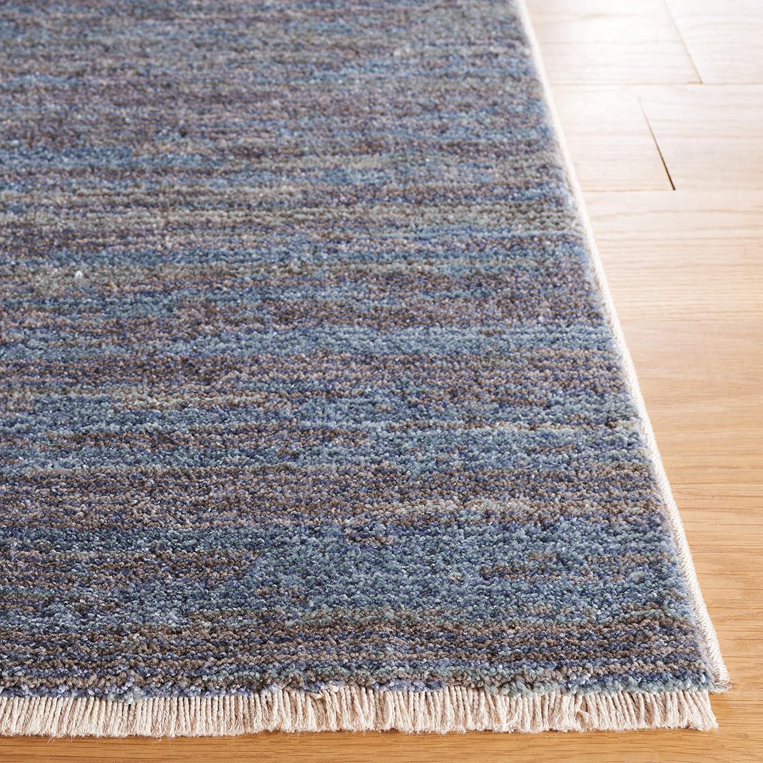 Lasa 8' x 10' Blue Solid Synthetic Stain-Resistant Area Rug