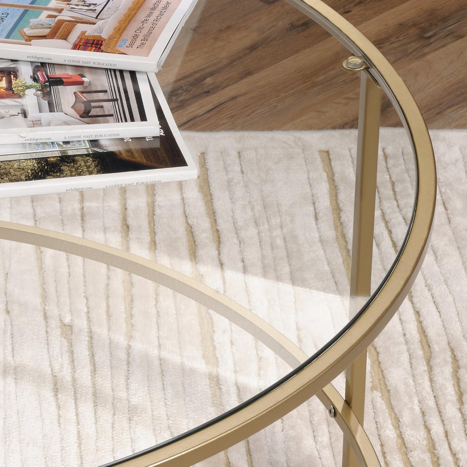 Sauder International Lux Round Coffee Table, Satin Gold