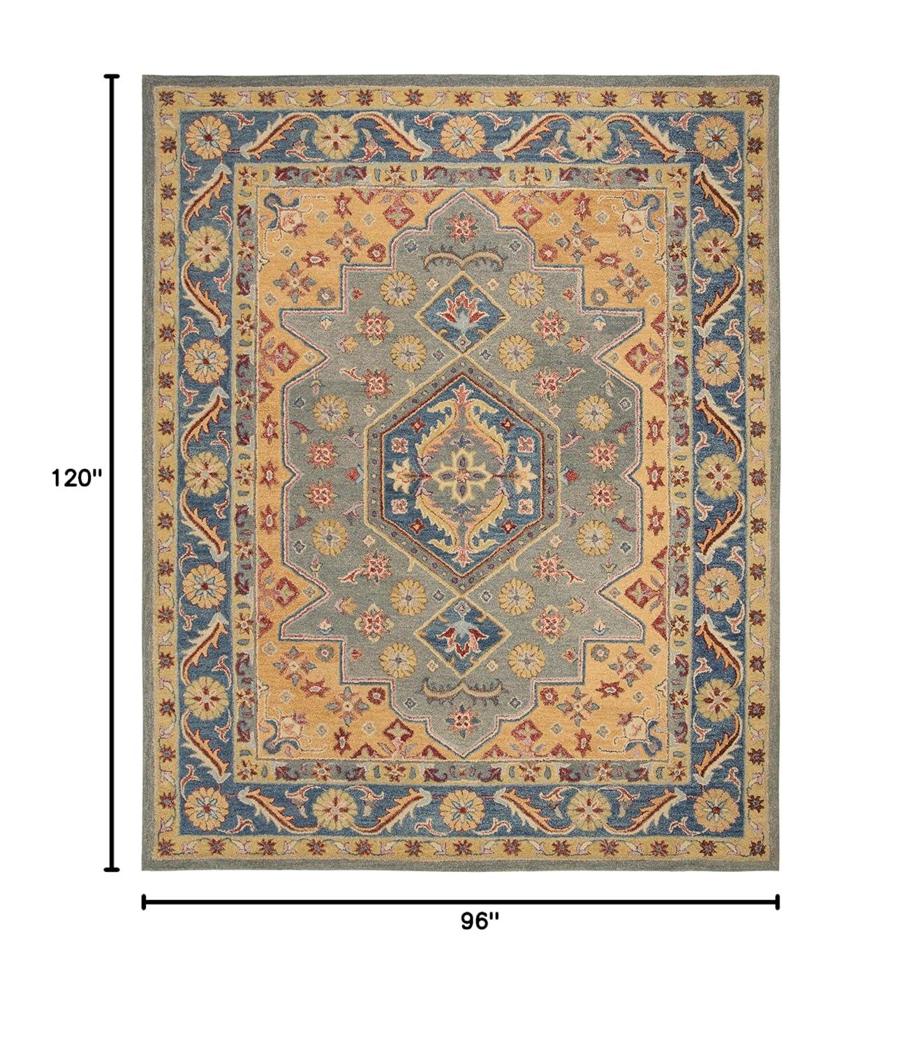 Antiquity AT504 Hand Tufted Area Rug - Blue/Gold - 8'x10' - Safavieh.