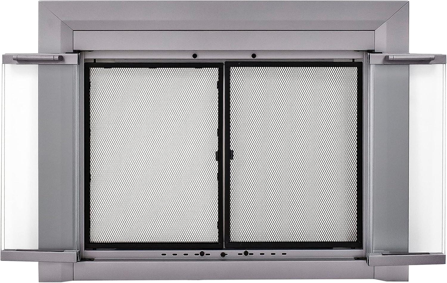 Clairmont Medium Skyline Nickel Fireplace Glass Doors