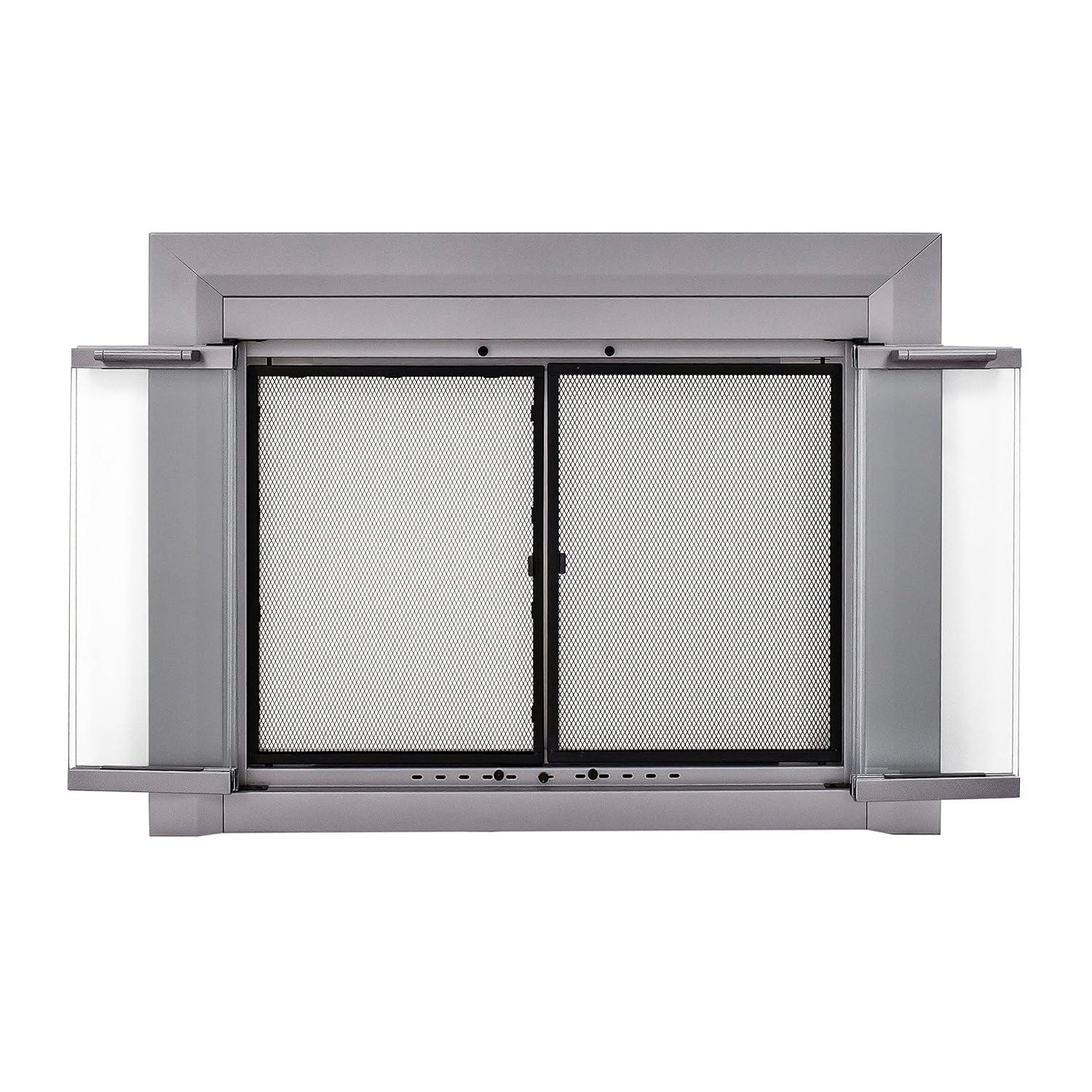 Clairmont Medium Skyline Nickel Glass Fireplace Doors