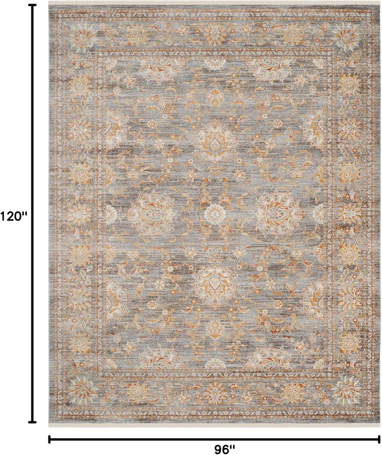 SAFAVIEH Vintage Persian Maggie Distressed Polyester Area Rug, Light Brown/Multi, 8' x 10'