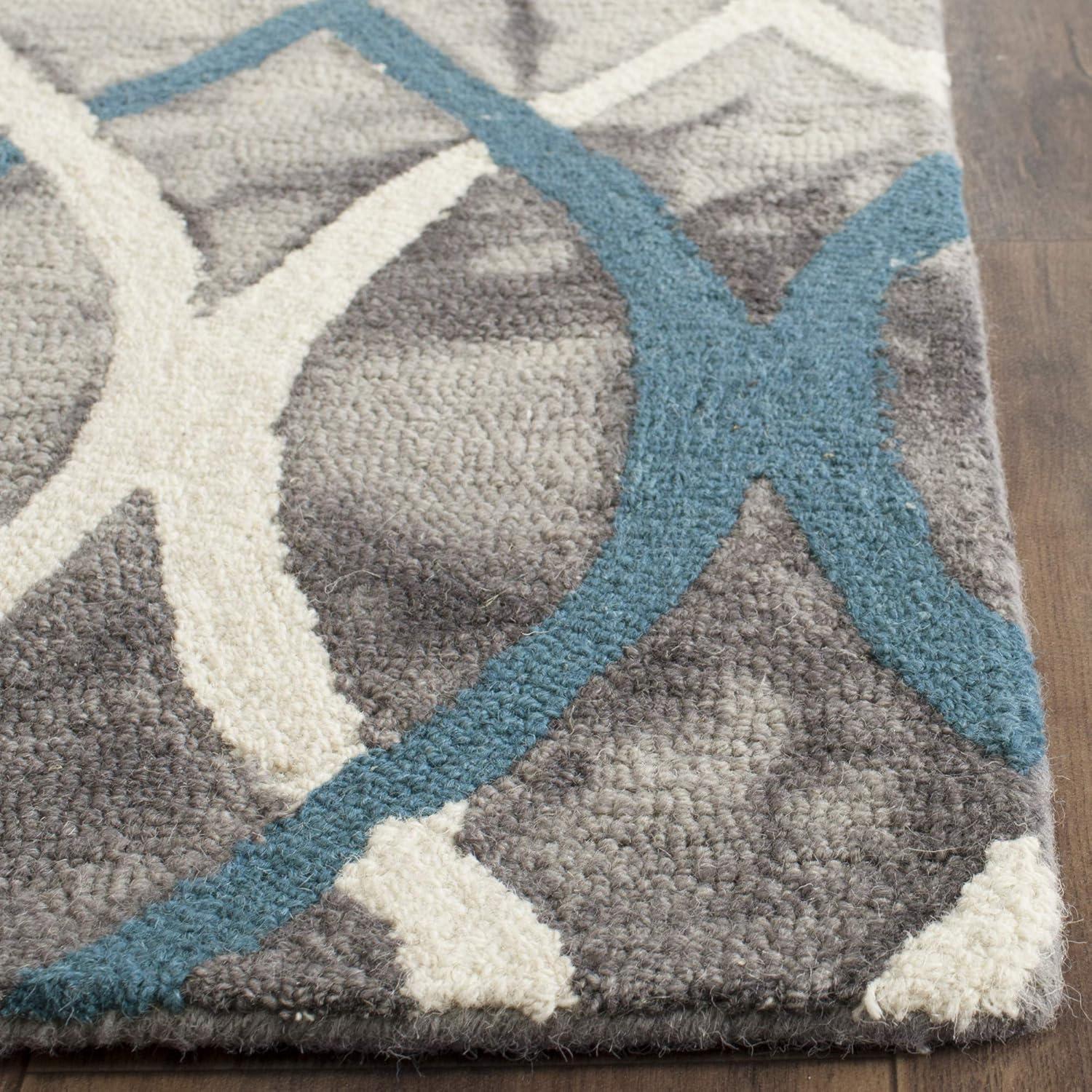 Graphite and Ivory Hand-Tufted Wool Runner Rug - 27x7 inches