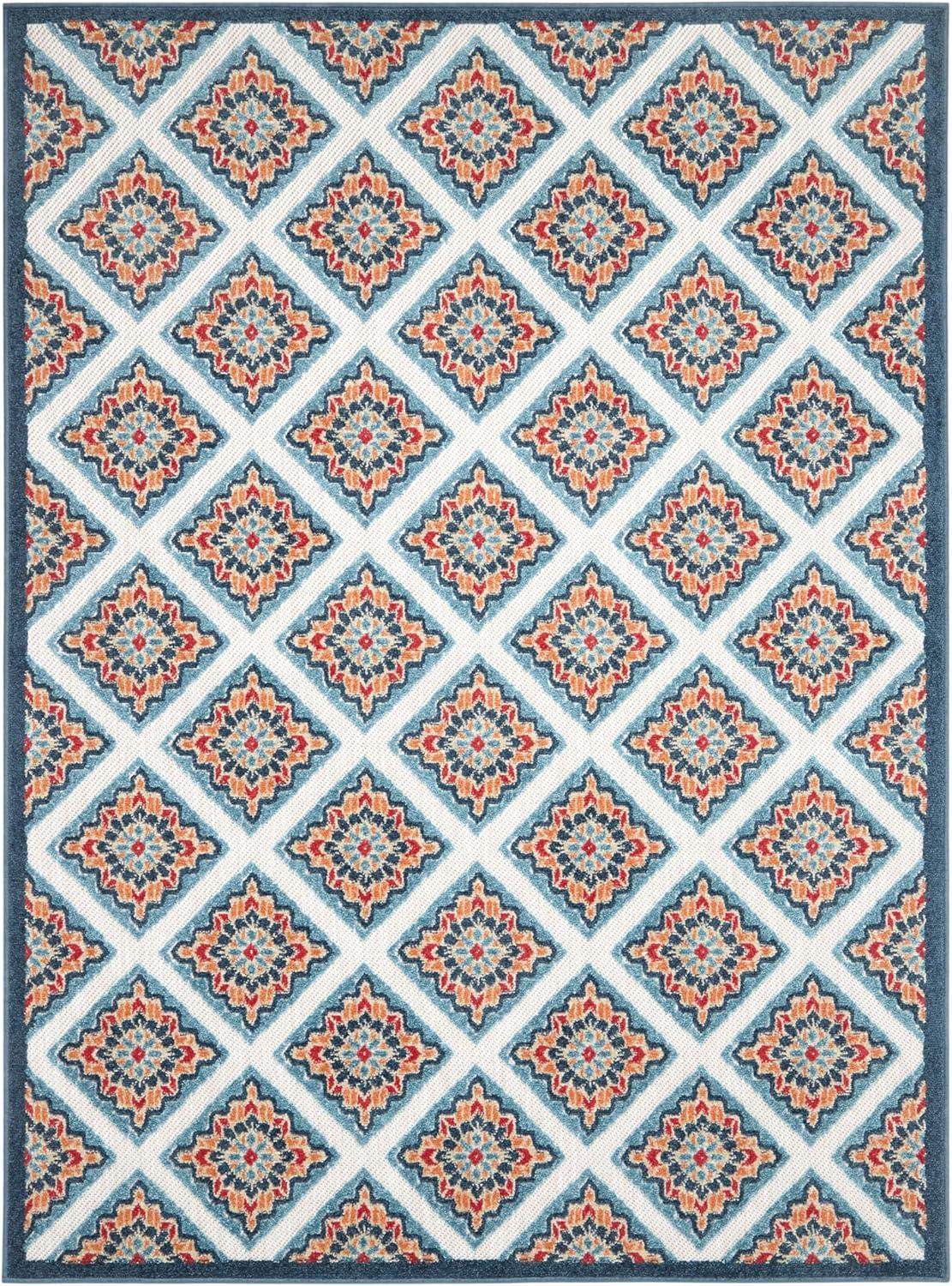 TOWN & COUNTRY EVERYDAY Brooks Retro Geo Outdoor Rug Red/Multi