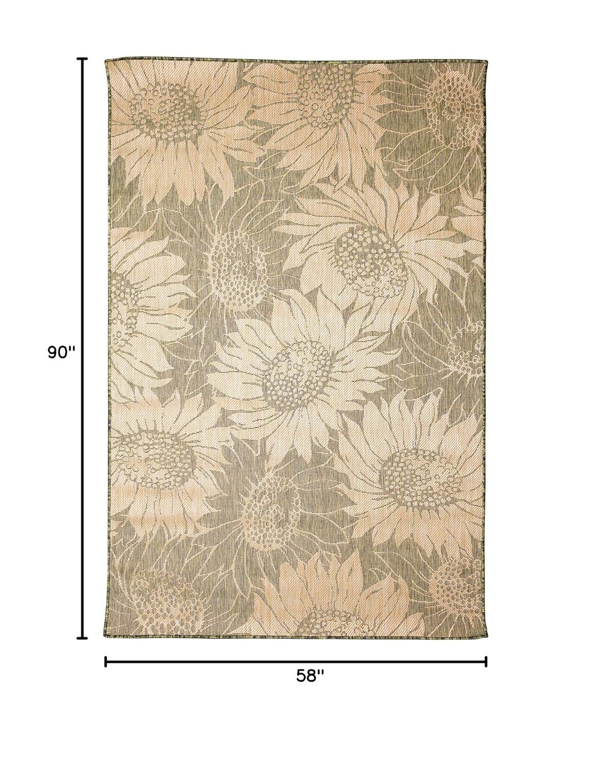 Liora Manne Carmel Sunflower Field Indoor/Outdoor Rug Green 4'10" x 7'6"