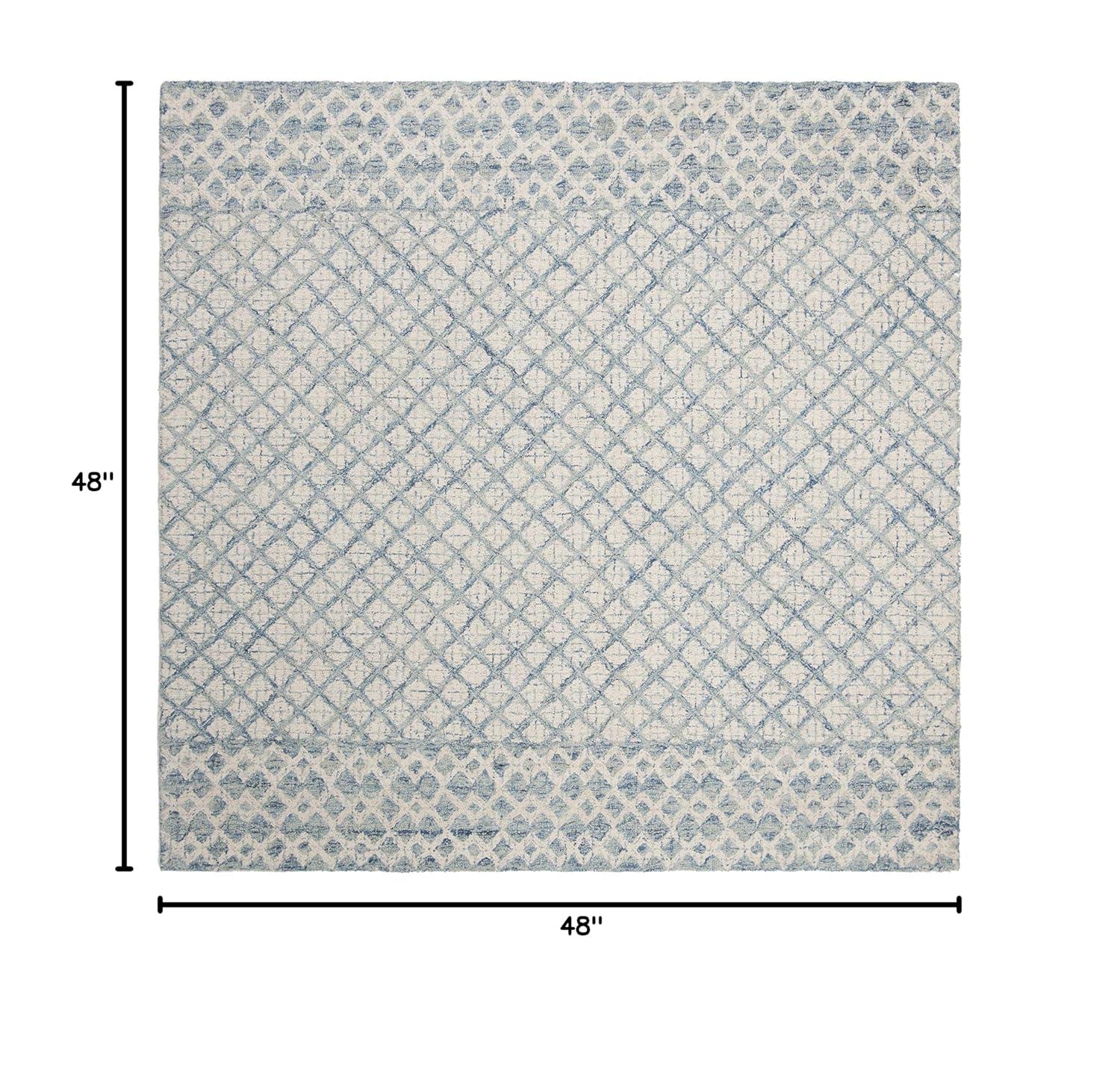 Abstract ABT203 Handmade Indoor Area Rug - Blue/Ivory - 4'x4' - Safavieh