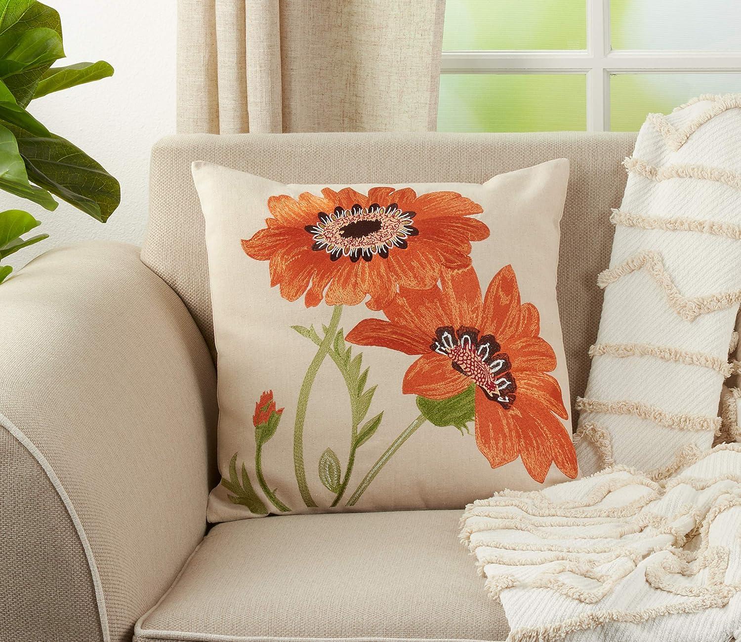 Embroidered Throw Pillow