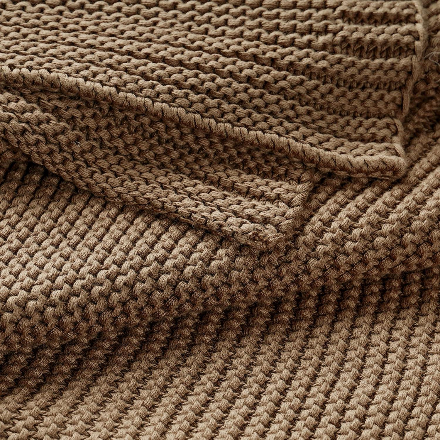 Brown Organic Cotton Knitted Throw Blanket 50x60