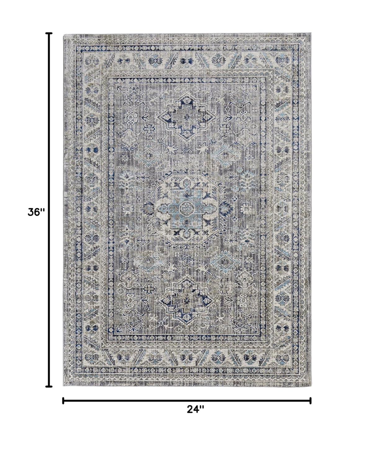 23'' Vintage Bohemian Rectangular Rug in Warm Spice and Cool Stone