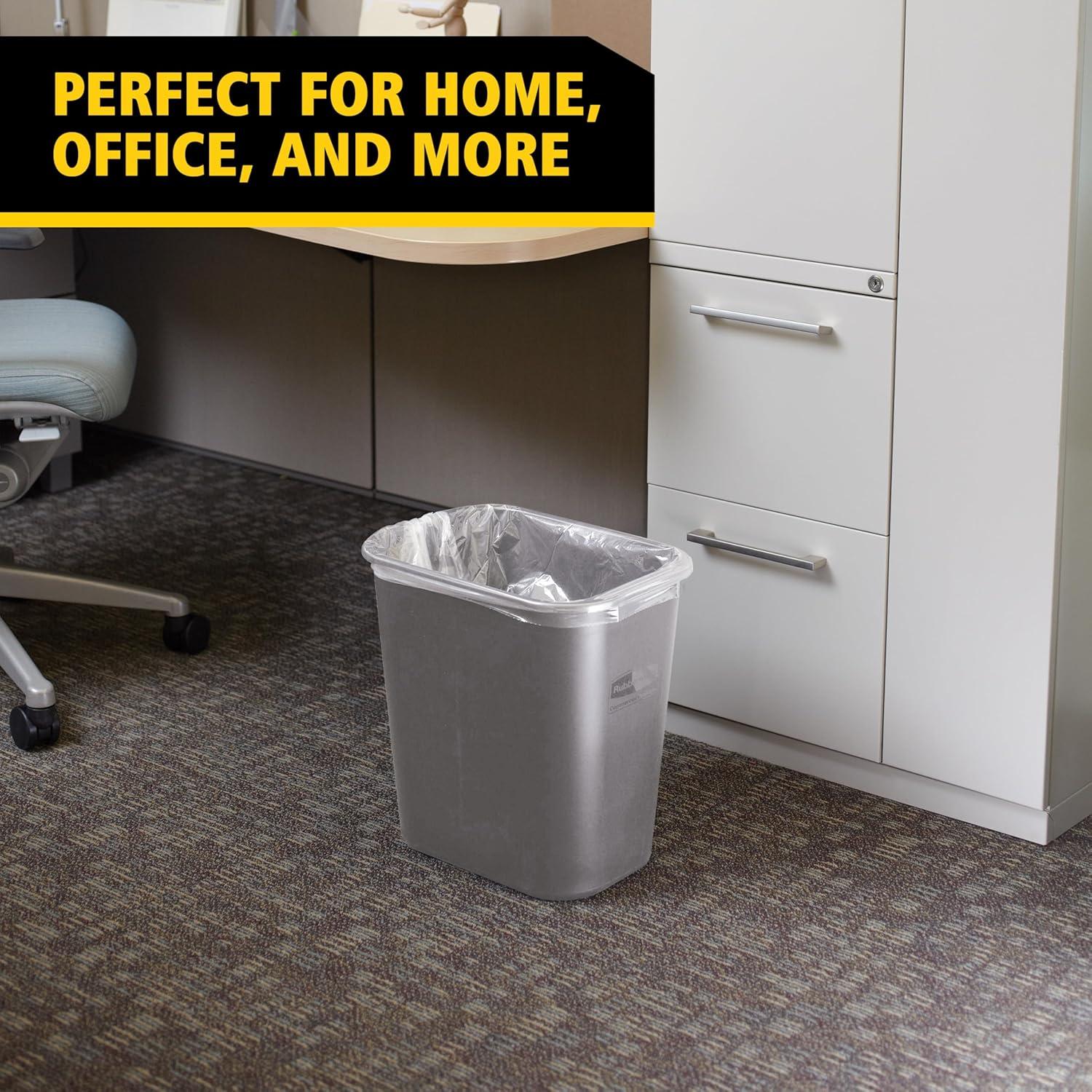 Rubbermaid Commercial Products FG295600GRAY Plastic Resin Deskside Wastebasket, 7 Gallon/28 Quart, Gray