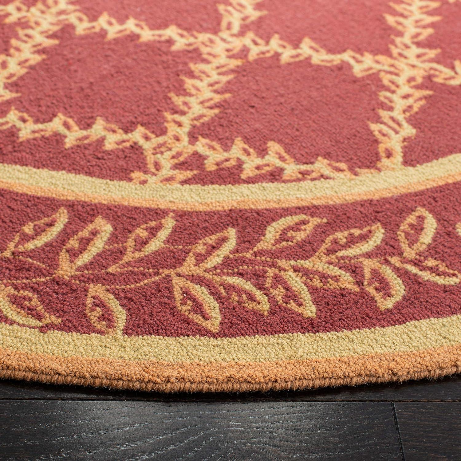 SAFAVIEH Chelsea Alecia Geometric Borders Wool Area Rug, Rust/Gold, 3'9" x 5'9"