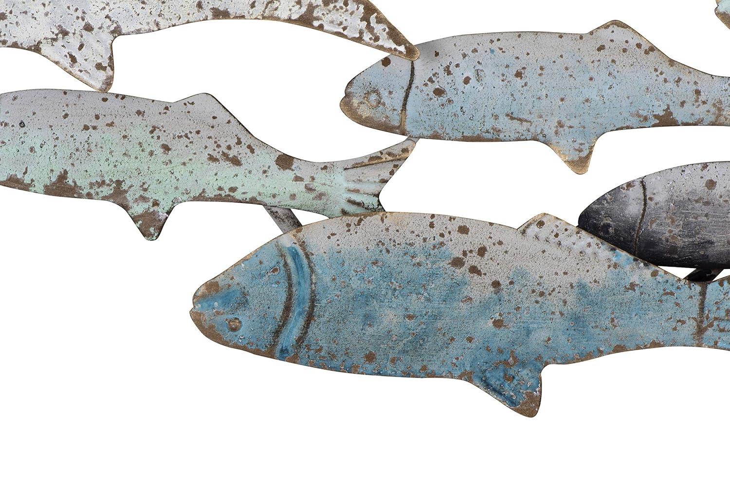 Storied Home Rubber Wood School of Fish Wall Decor