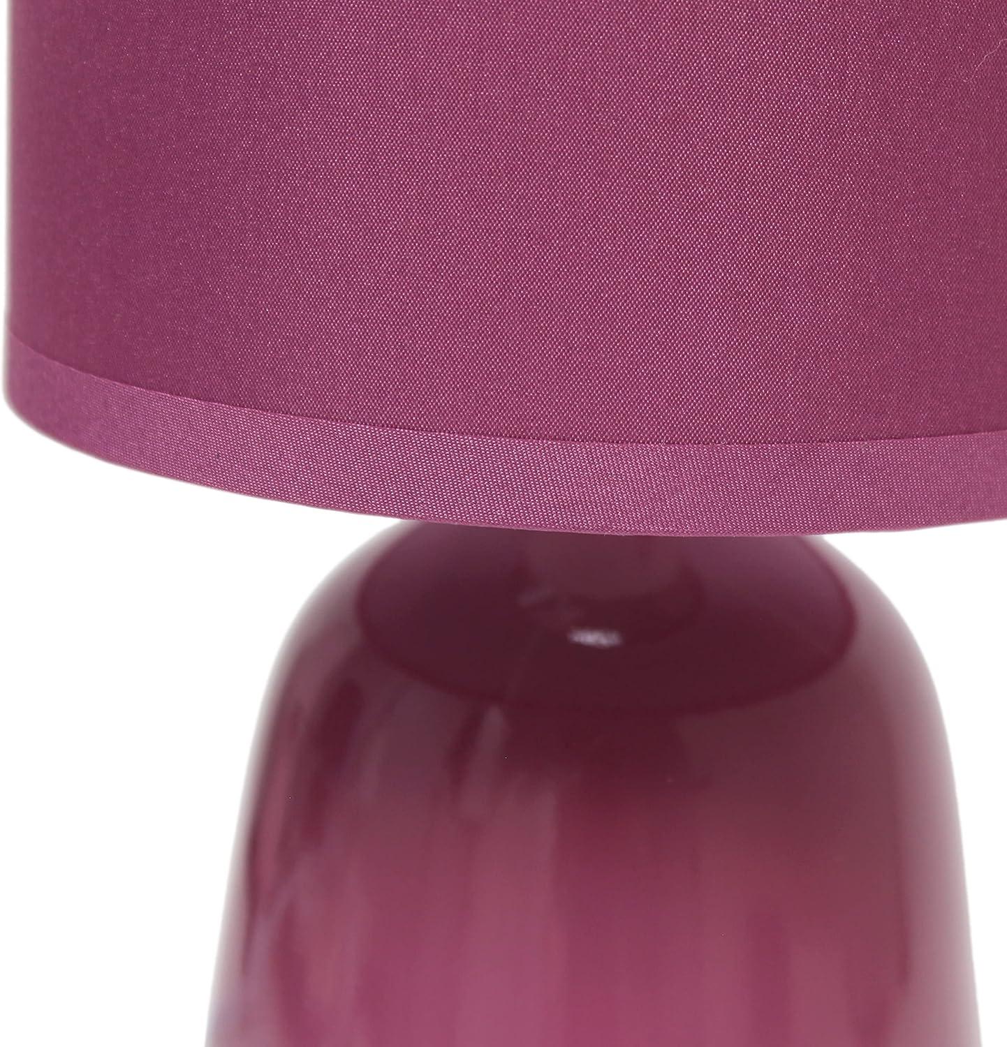 10.04" Traditional Ceramic Thimble Base Bedside Table Desk Lamp with Matching Fabric Shade Mauve - Simple Designs