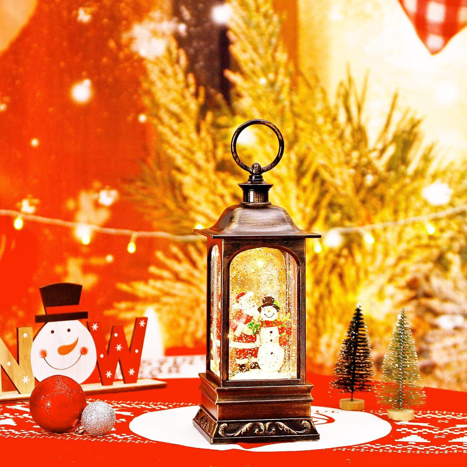 The Holiday Aisle® 2024 Christmas Decor Snow Globe Lantern - Glittering, Plug-in/3 AA Battery/USB Powered