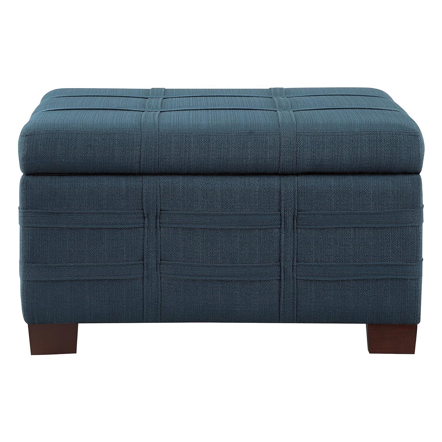 Detour Strap Square Storage Ottoman in Crimson Red Faux Leather