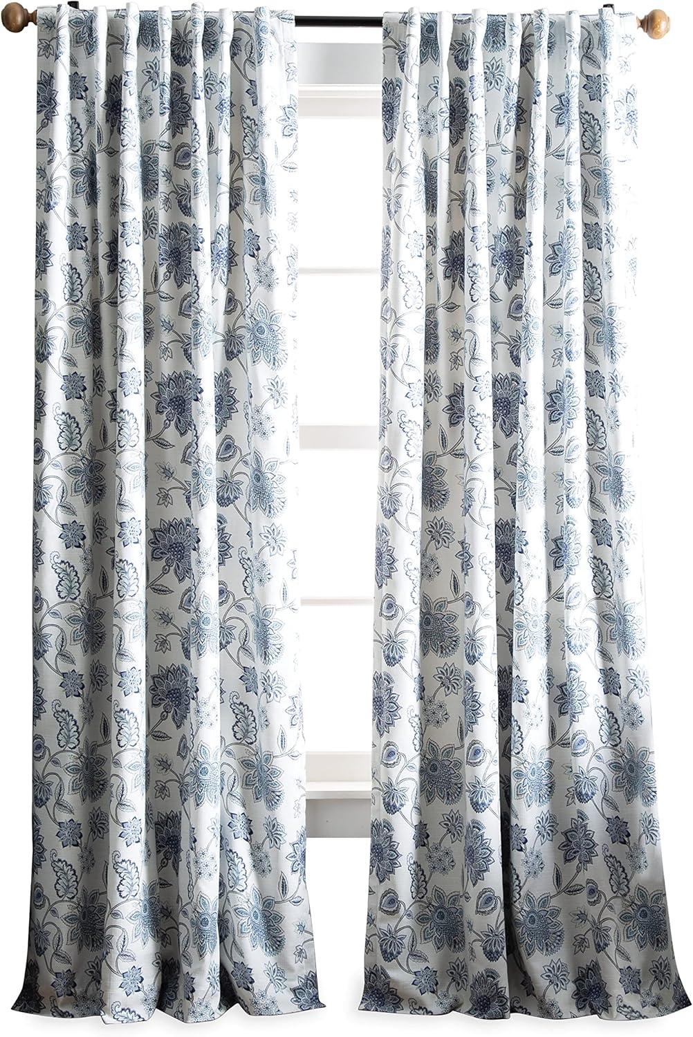 Jakarta Cotton Blend Floral Blackout Rod Pocket Curtain Panels