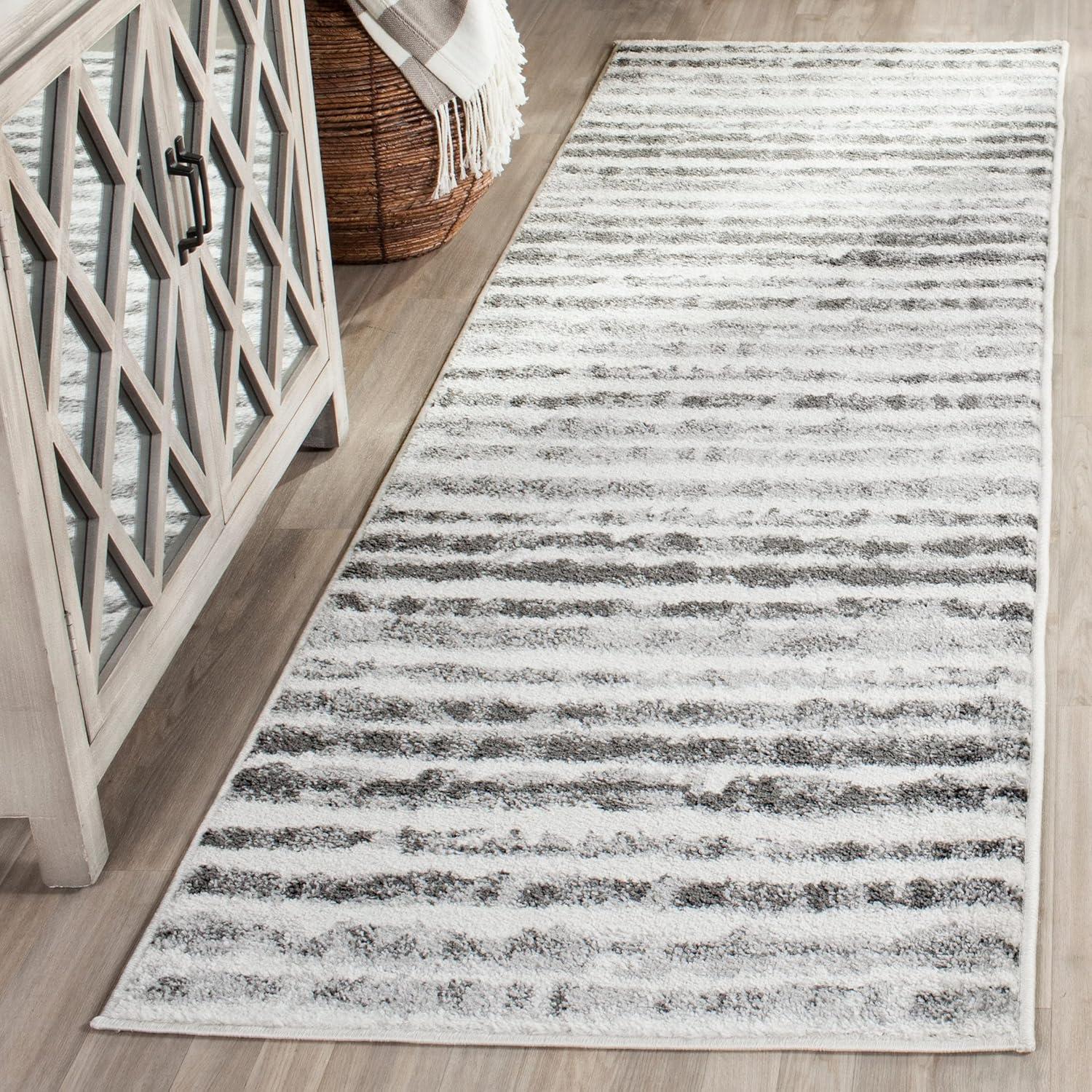 SAFAVIEH Adirondack Katina Striped Area Rug, Ivory/Charcoal, 9' x 12'