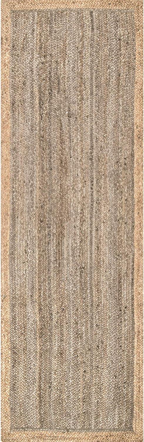 Handwoven Eleonora Gray Jute 2'6" x 6' Reversible Runner Rug