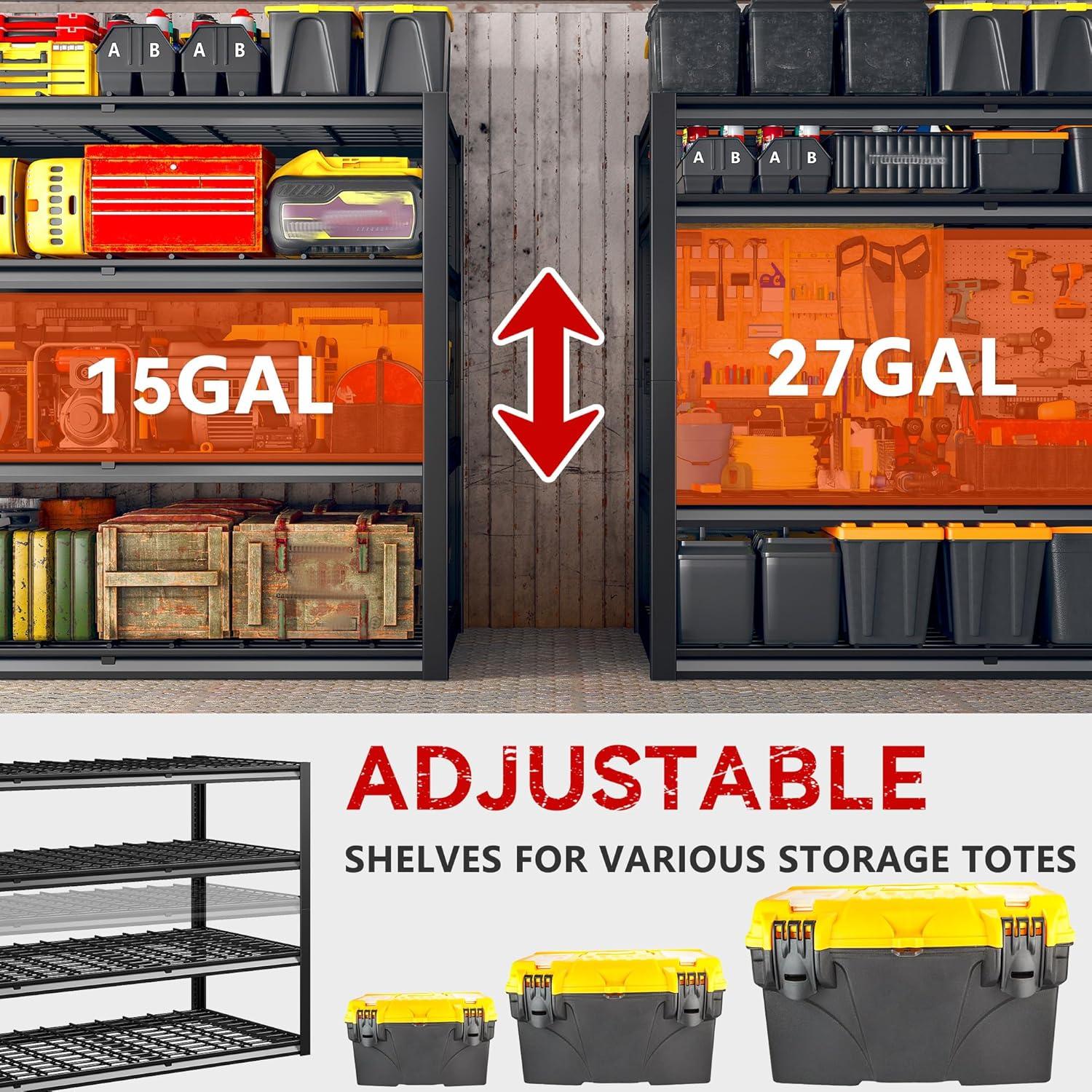 REIBII 84“H Garage Shelving Heavy Duty Storage Shelves 3500 LBS Adjustable Metal Shelving Uints and Storage for Garage,Warehouse,School,Commercial,Business, 60 "W x 24 "D x 84 "H