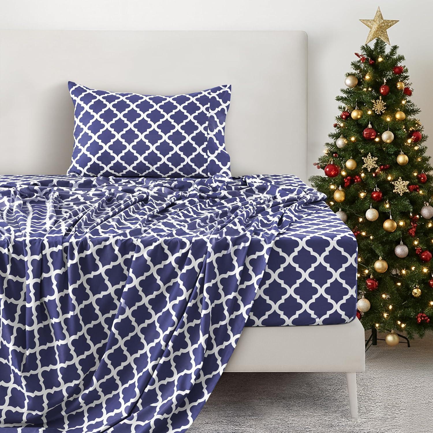 Lux Decor Collection Lux Decor Collection 4 Pc Soft Microfiber Bed Sheets Set Geometric Quatrefoil Bedding