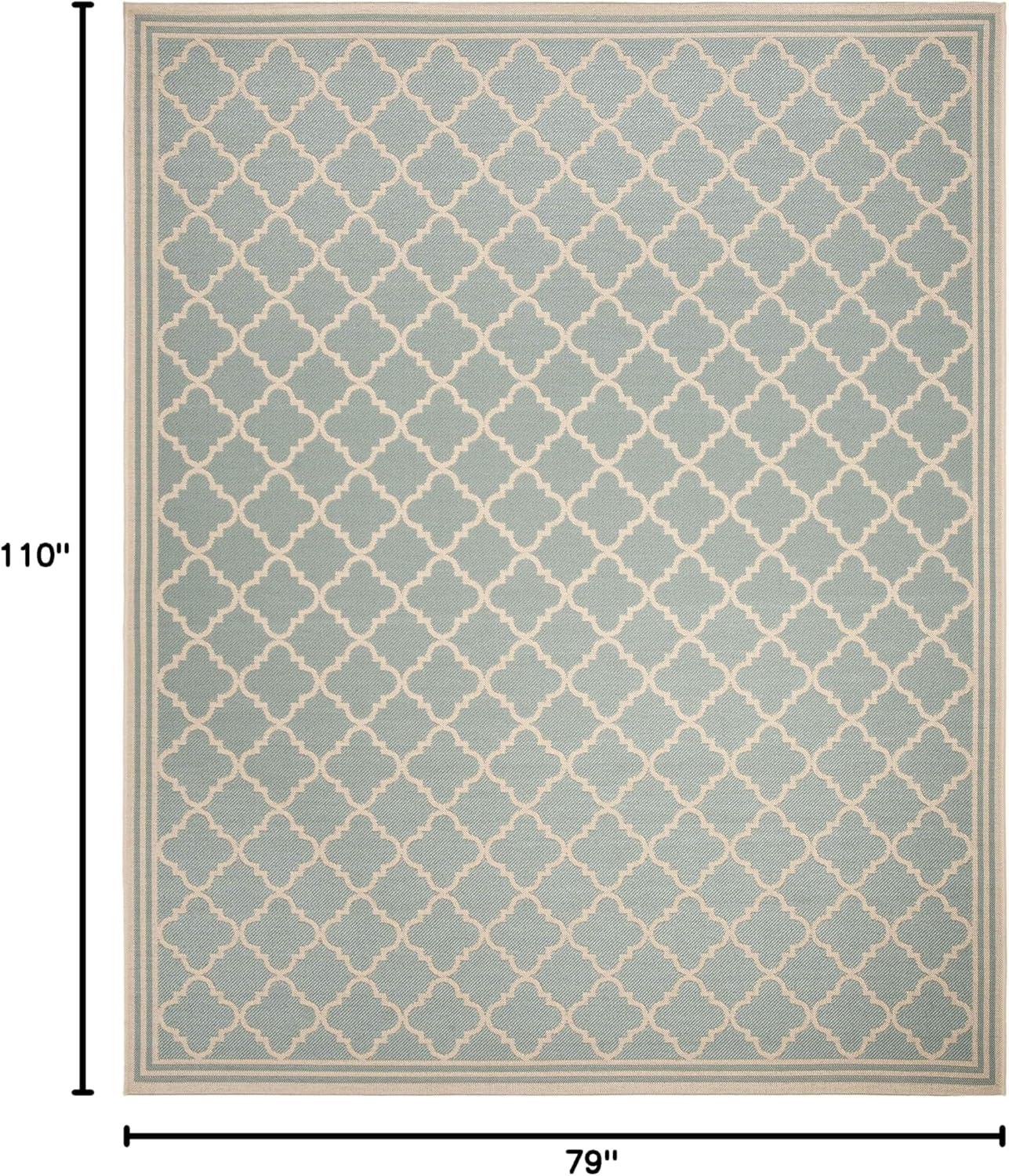 Beach House BHS121 Power Loomed Indoor/Outdoor Area Rug - Aqua/Cream - 6'7"x9'2" - Safavieh