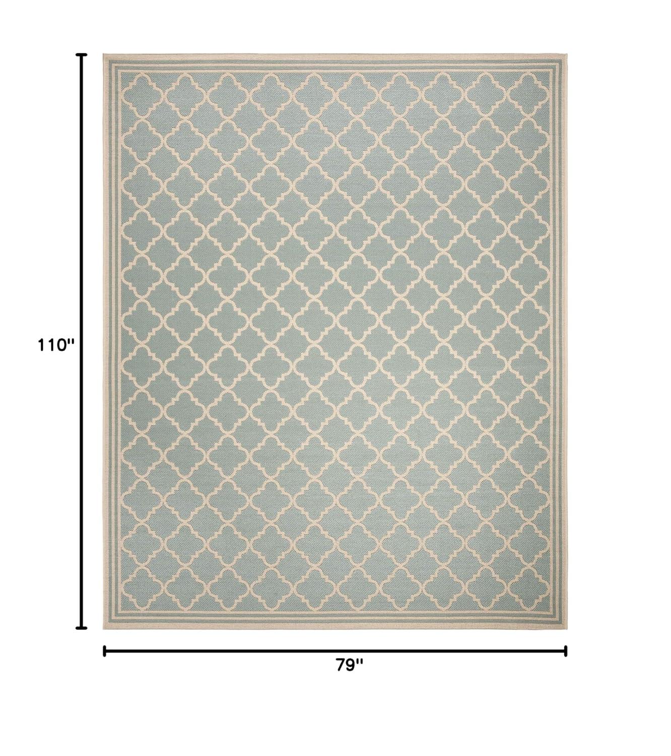 Beach House BHS121 Power Loomed Indoor/Outdoor Area Rug - Aqua/Cream - 6'7"x9'2" - Safavieh