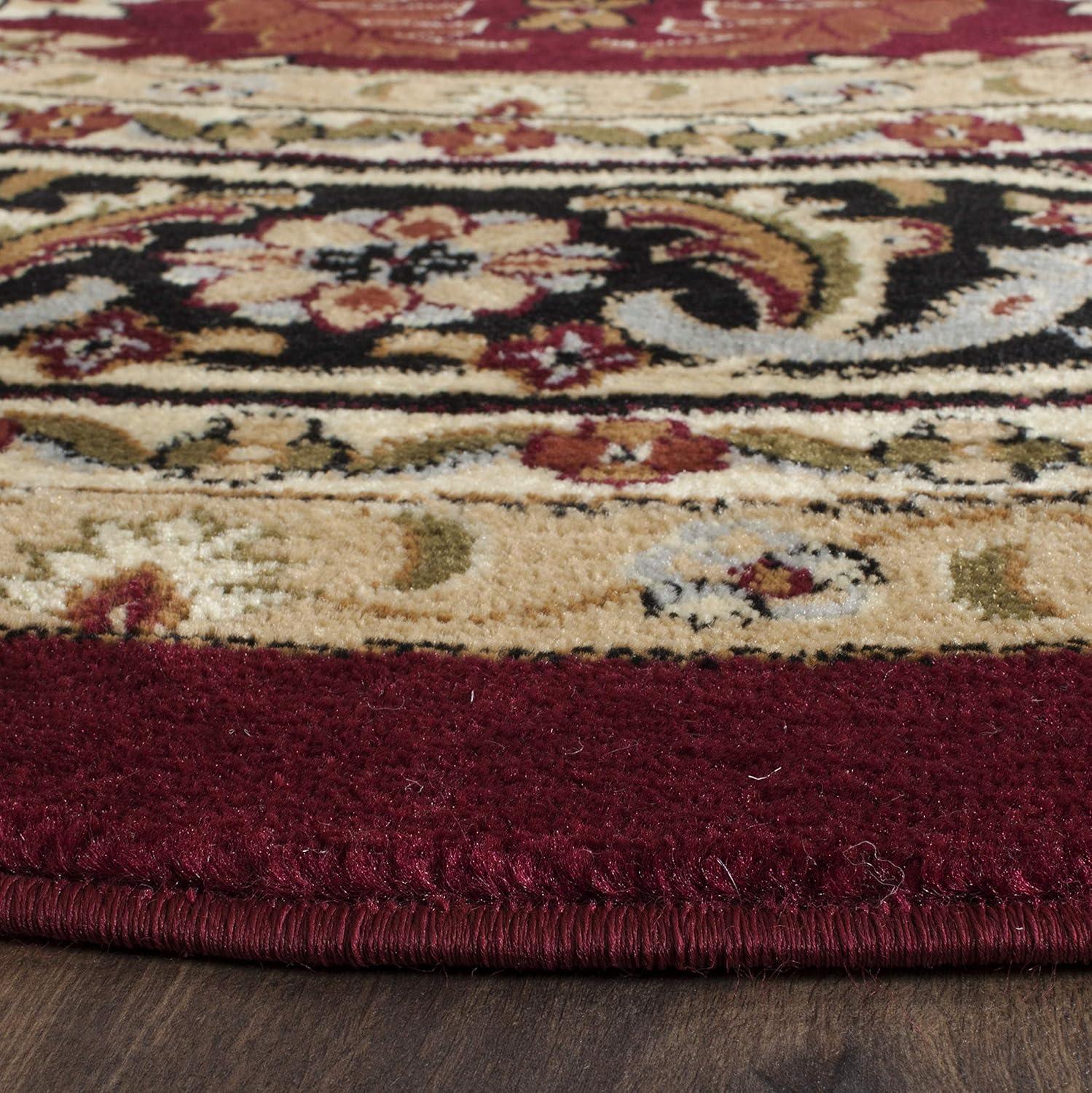 Lyndhurst Heriz LNH330 Power Loomed Area Rug - Red/Black - 8' Round - Safavieh