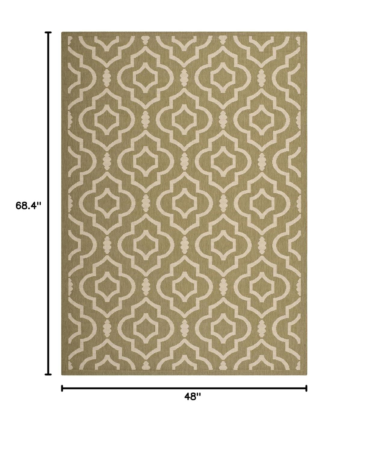 Courtyard CY6926 Power Loomed Indoor and Outdoor Area Rug - Green/Beige - 4'x5'7" - Safavieh