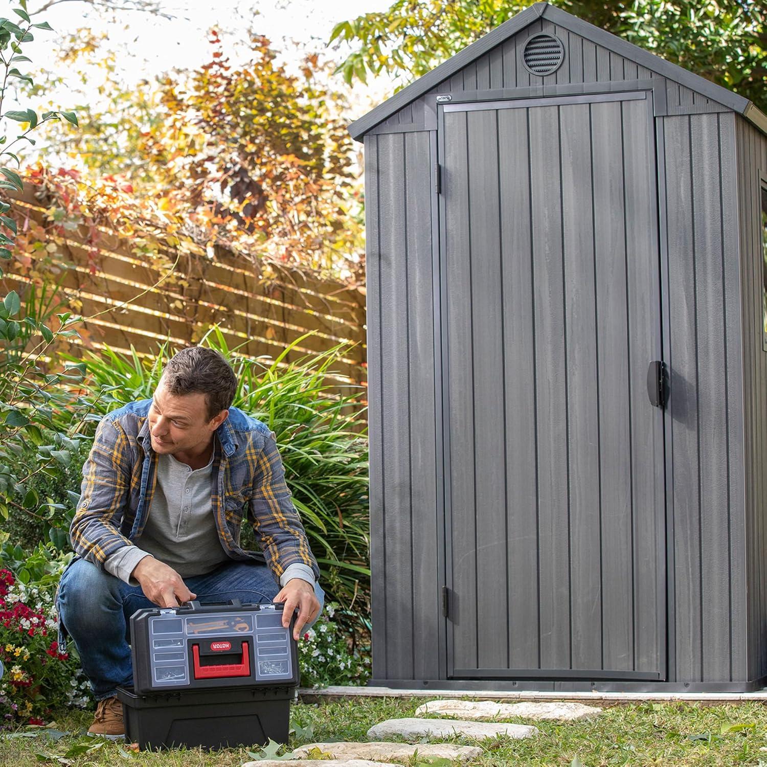 Darwin 4 ft. W x 6 ft. D Durable Resin Outdoor Storage Shed With Floor and Window for Garden Patio Furniture and Tools, Grey