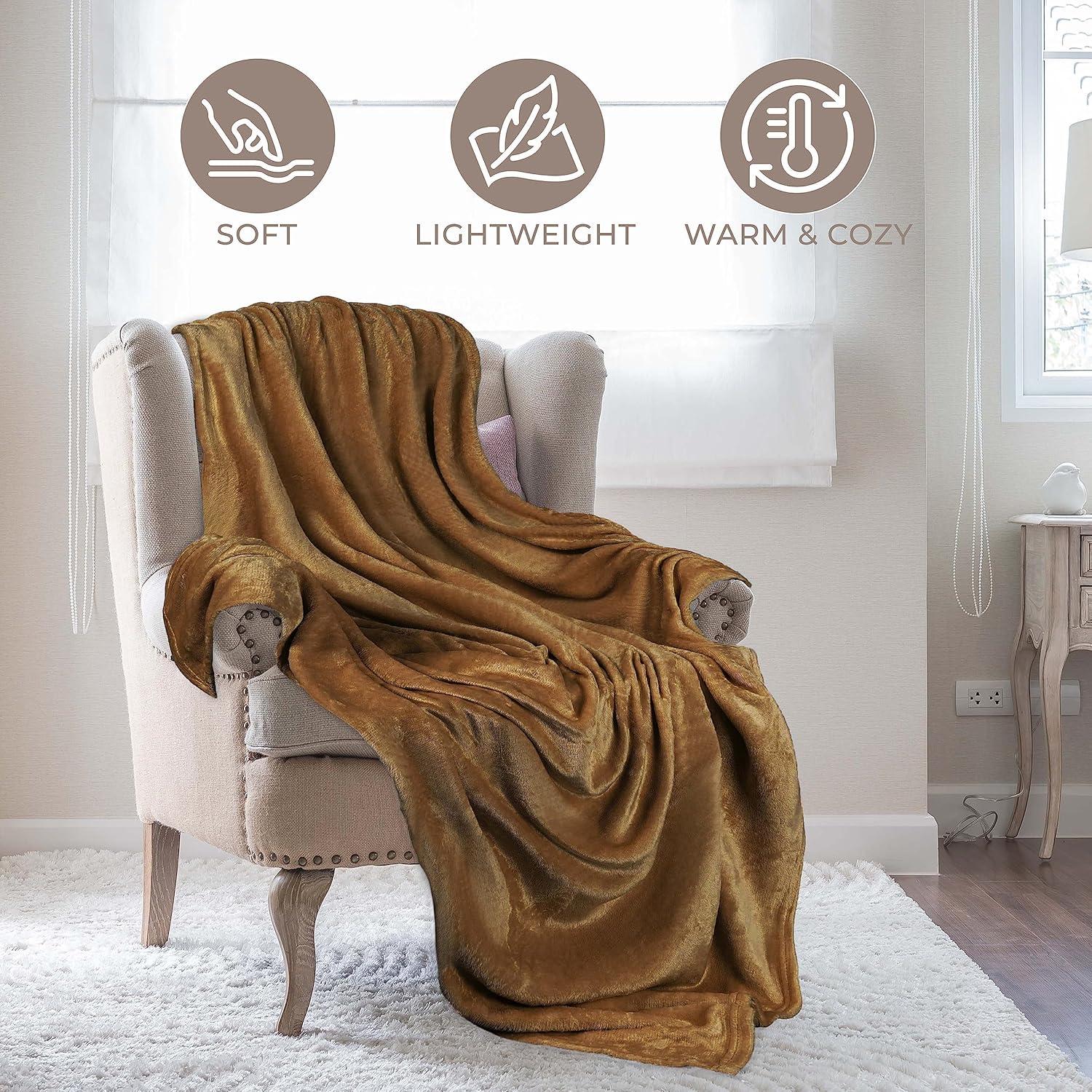 Superior Superior Polka Dots or Solid Fleece Plush Blanket Medium Weight Fluffy Soft Decorative Bedding