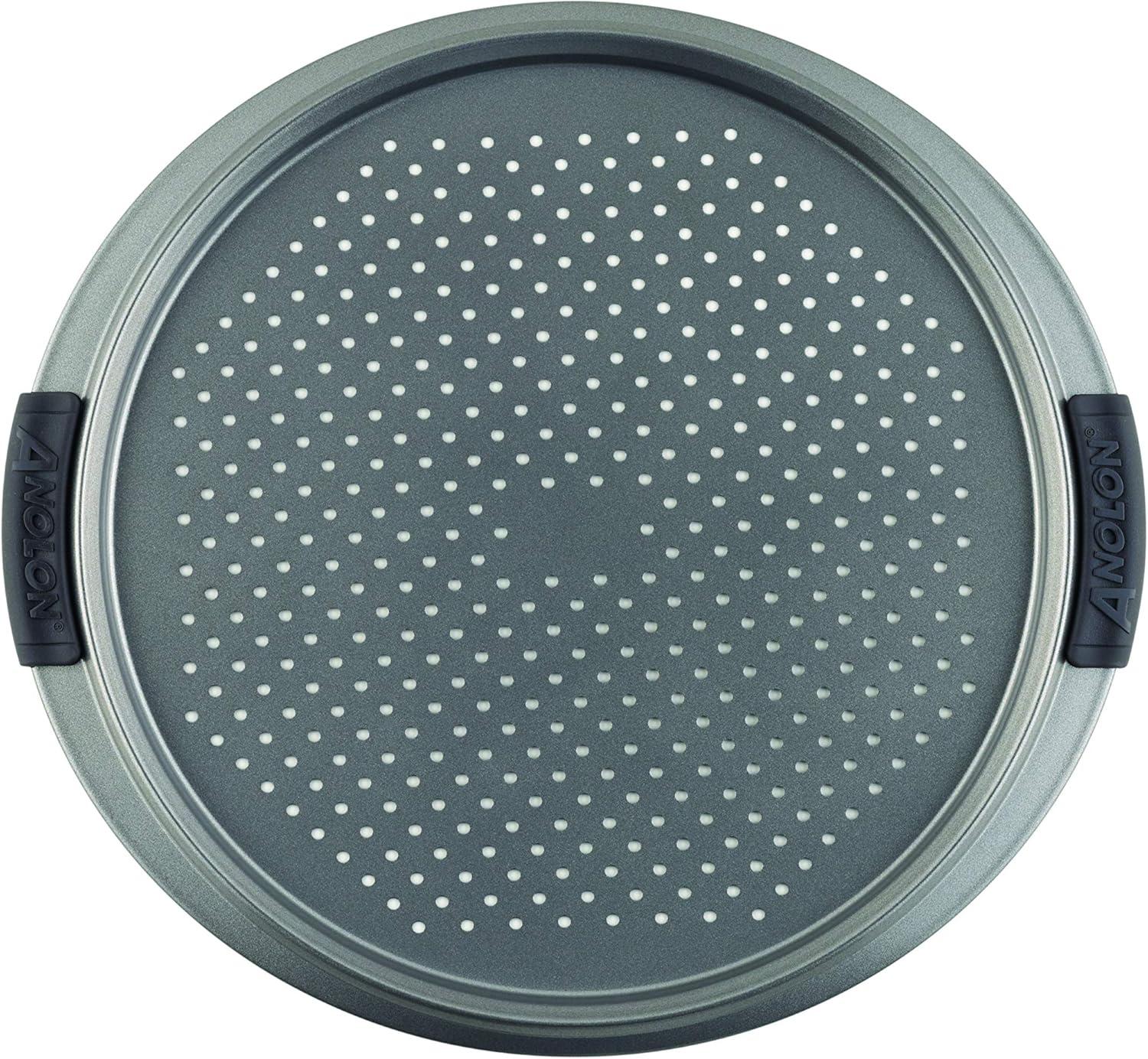 Anolon Advanced Nonstick Bakeware Round Perforated Pizza Pan, 13-Inch, Gray