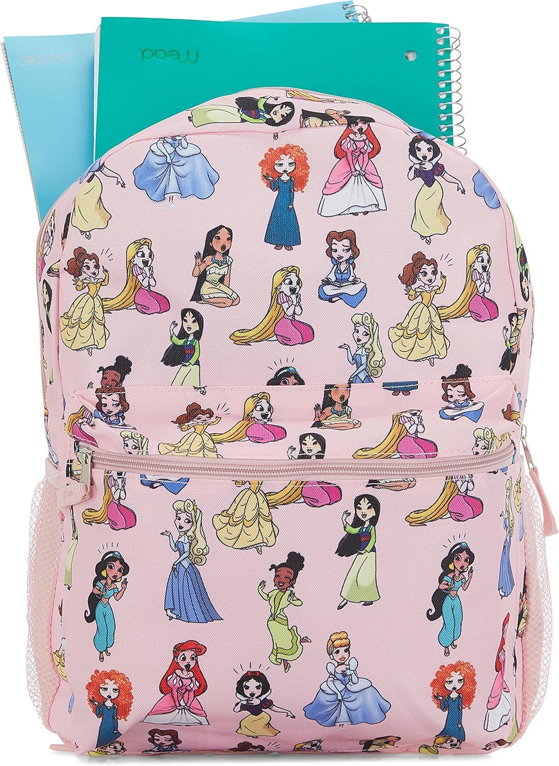 Disney Princess Girl's All Over Print 16" Backpack-Pink