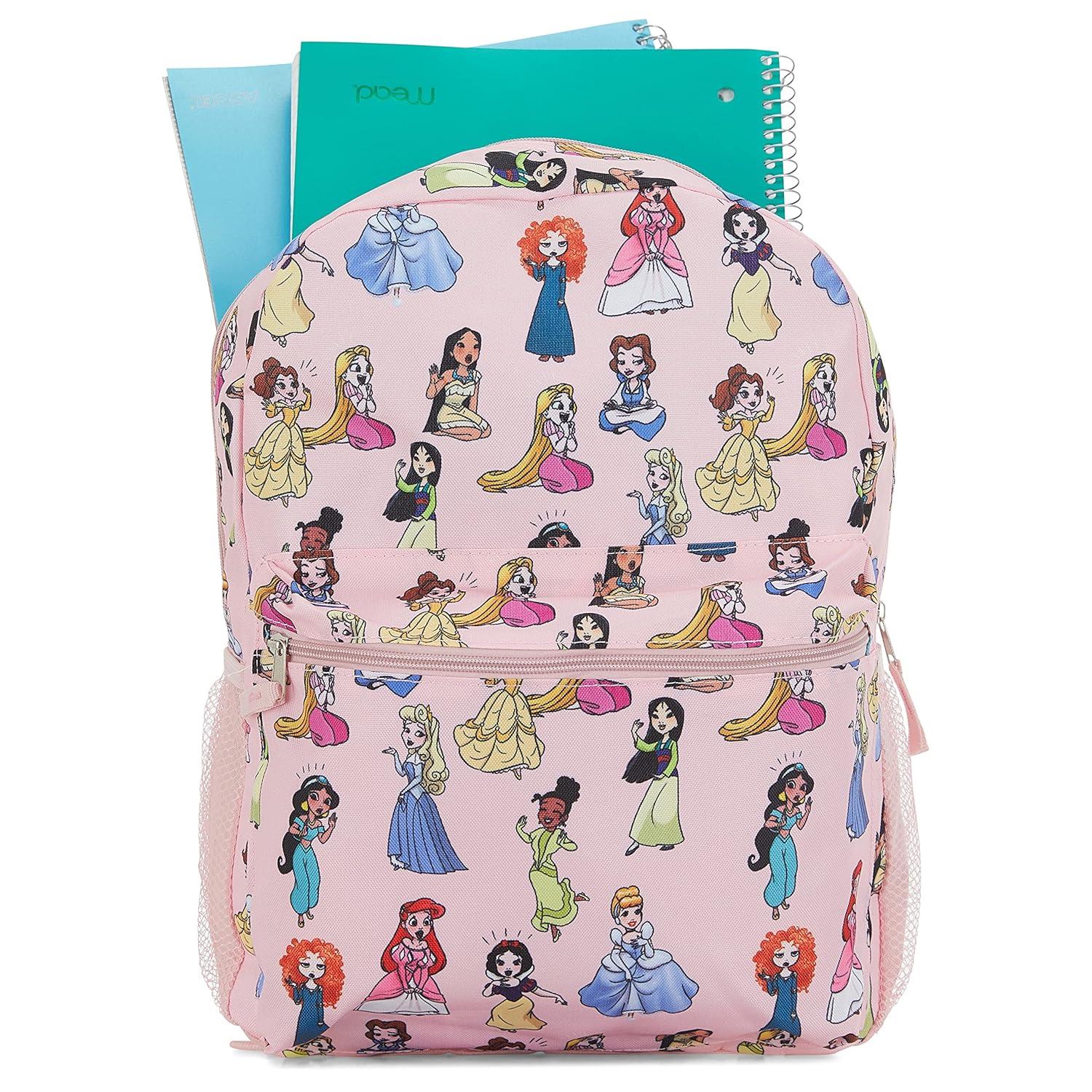 Disney Princess Mochila de 16" con Estampado Integral para Niña Rosa