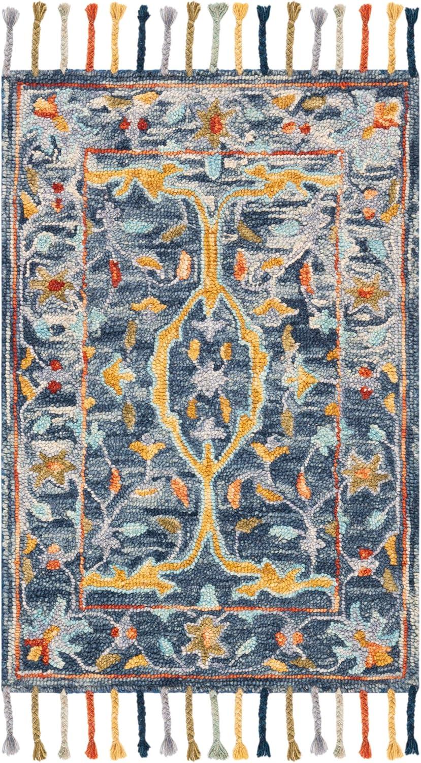 Aspen APN116 Hand Tufted Area Rug - Blue/Rust - 7' X 7' Square - Safavieh.