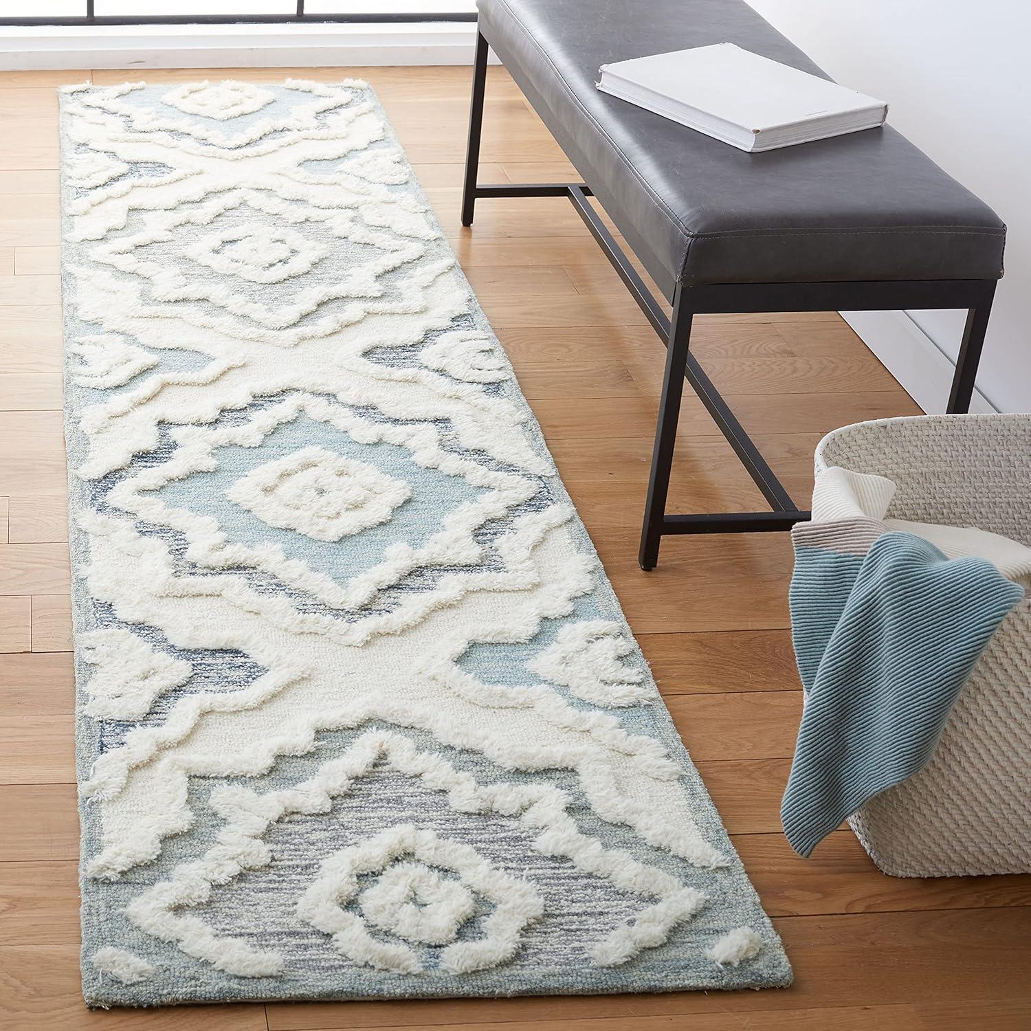 Metro MET111 Hand Tufted Indoor Area Rug - Ivory/Light Blue - 8'x10' - Safavieh