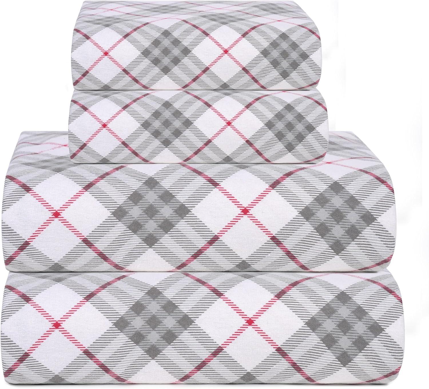 Bliss Casa 4 Piece 100% Cotton Flannel Sheet Set Queen - High GSM Deep Pockets, Warm Breathable Flannel Sheet Set. Flannel Bed Set Includes 1 Flat Sheet, 1 Fitted Sheet & 2 Pillowcases