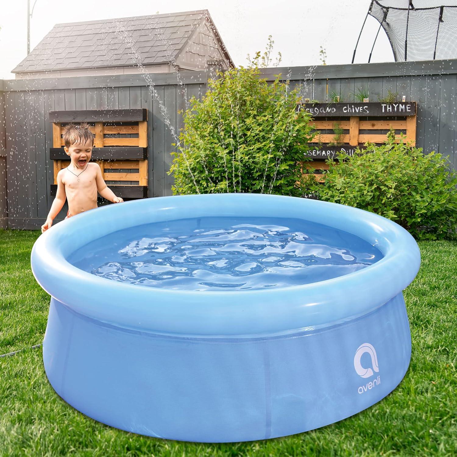 JLeisure Avenli 12014 5.5 Foot x 20 Inch 1 to 2 Person Capacity Prompt Set Kids Above Ground Inflatable Outdoor Backyard Kiddie Swimming Pool, Blue