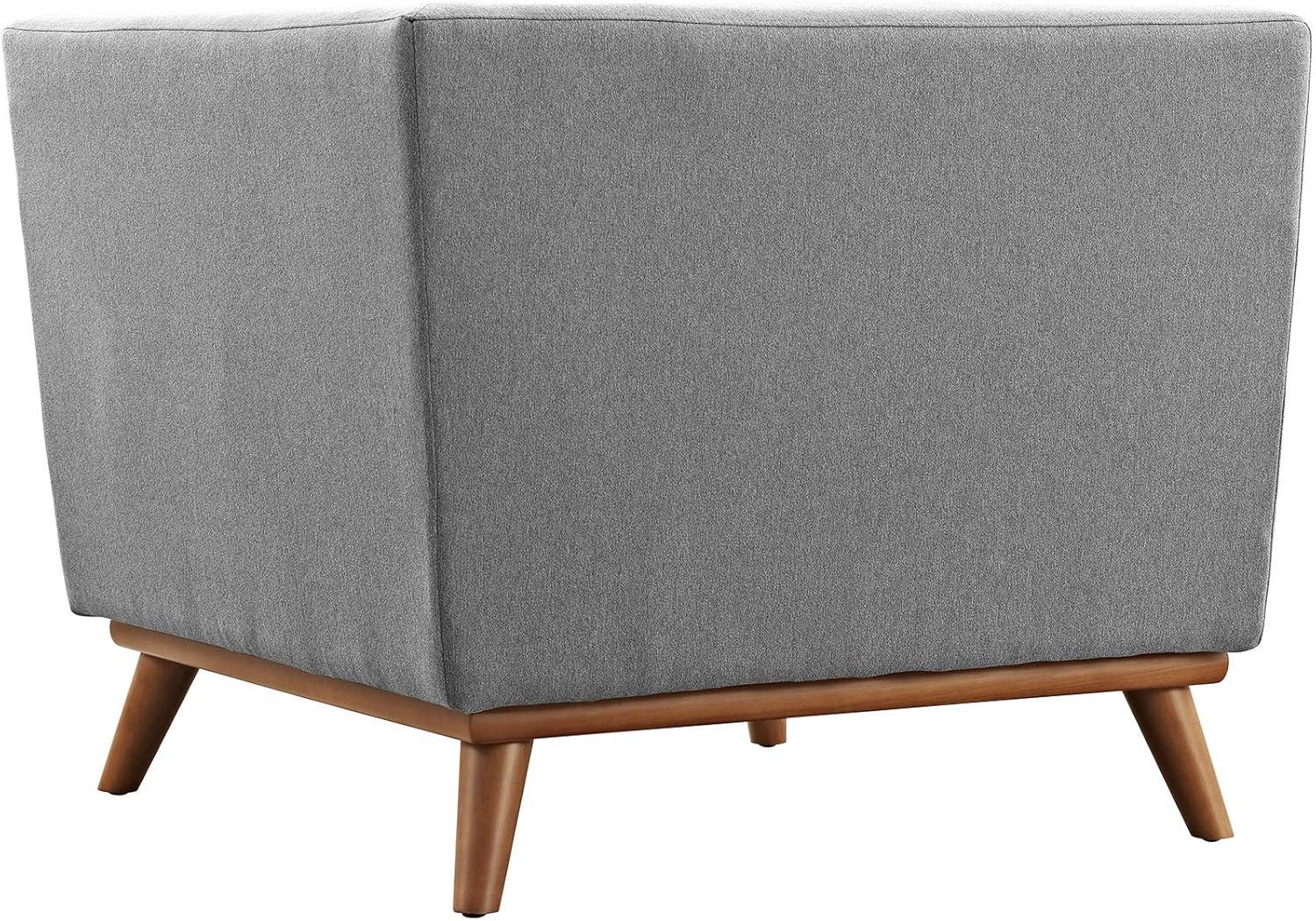 Modway Engage Upholstered Fabric and Wood Corner Chair in Expectation Gray