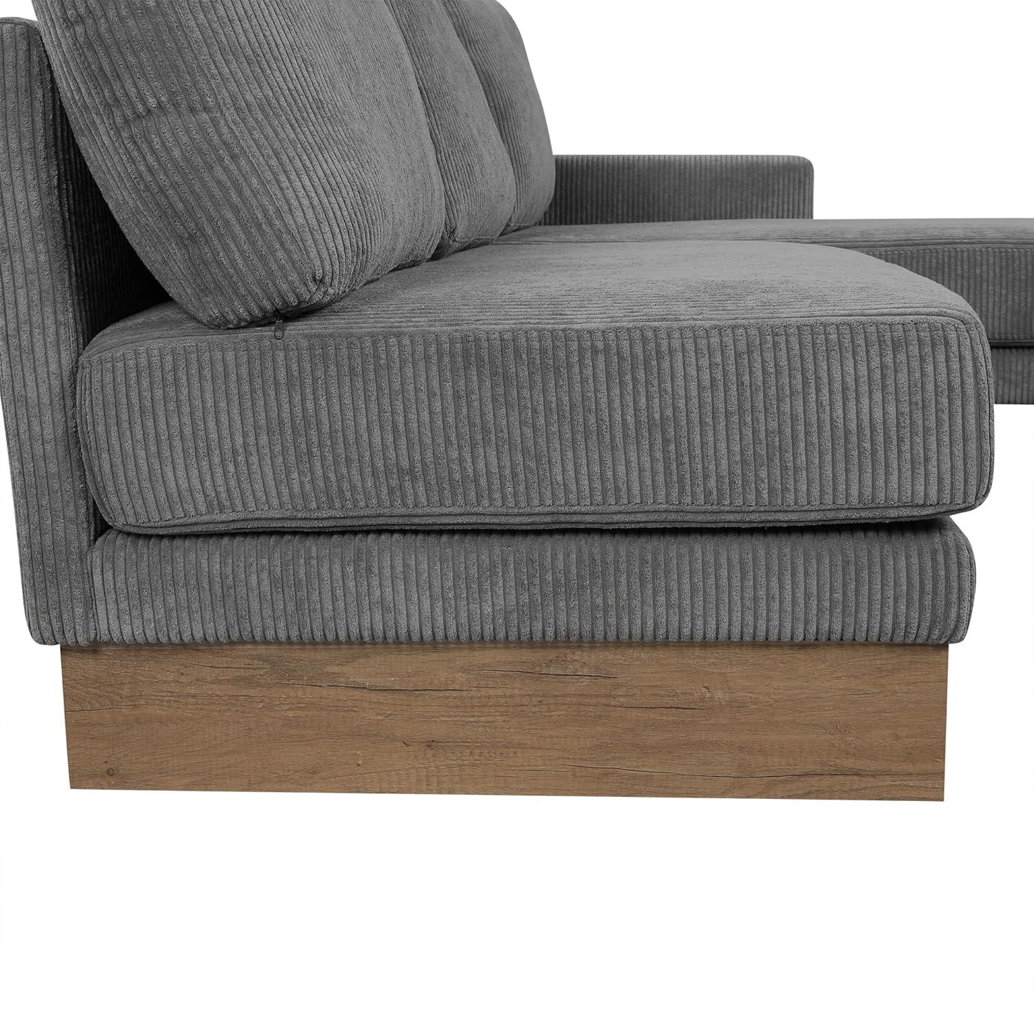 114" L-shaped Sofa Sectional Sofa with Two USB Ports and Two Power Sockets, A Storage Drawer and A Reversible Chaise Lounge for Living Room