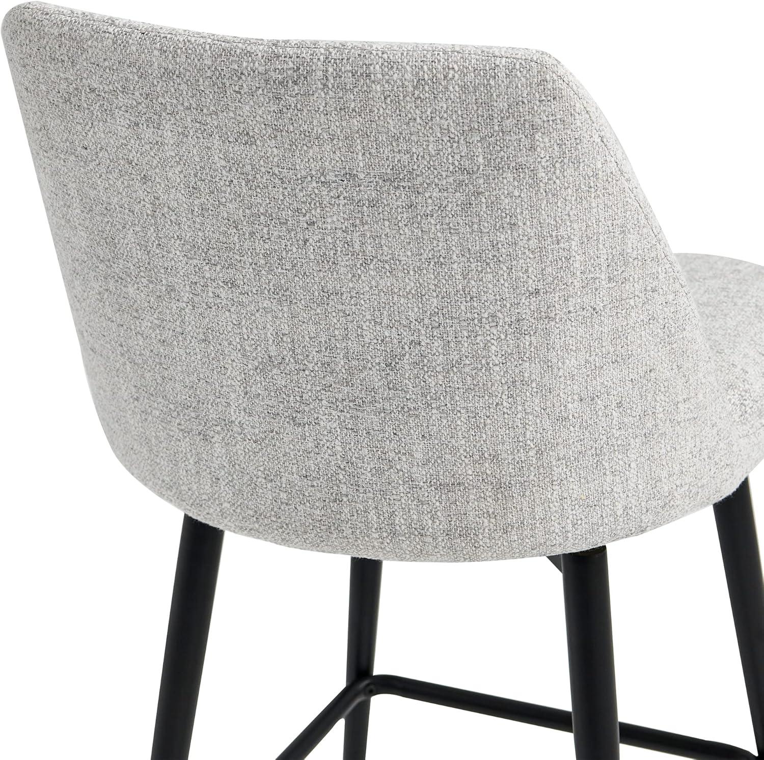 White Upholstered Fabric Swivel Bar Stools with Metal Base, Set of 2