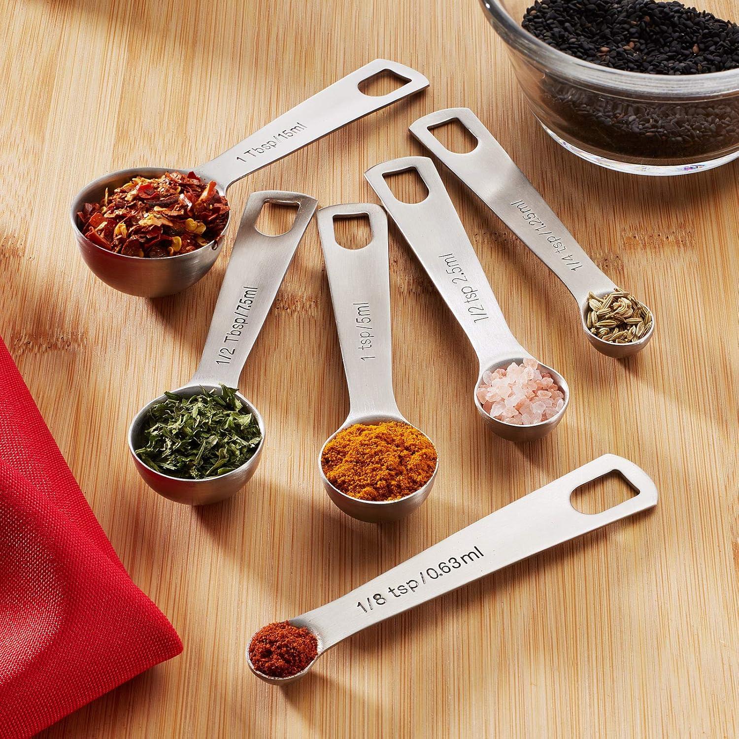 Stainless Steel 6-Piece Measuring Spoon Set with Etched Measurements