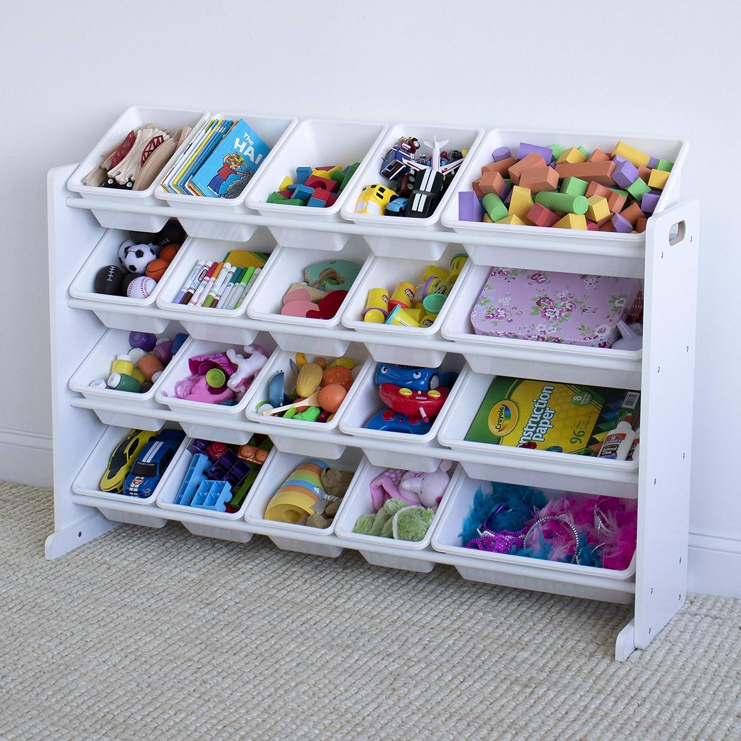 Cambridge Extra Large Kids' Toy Storage Organizer with 20 Storage Bins White - Humble Crew: MDF Bin Shelves, 4 Shelves