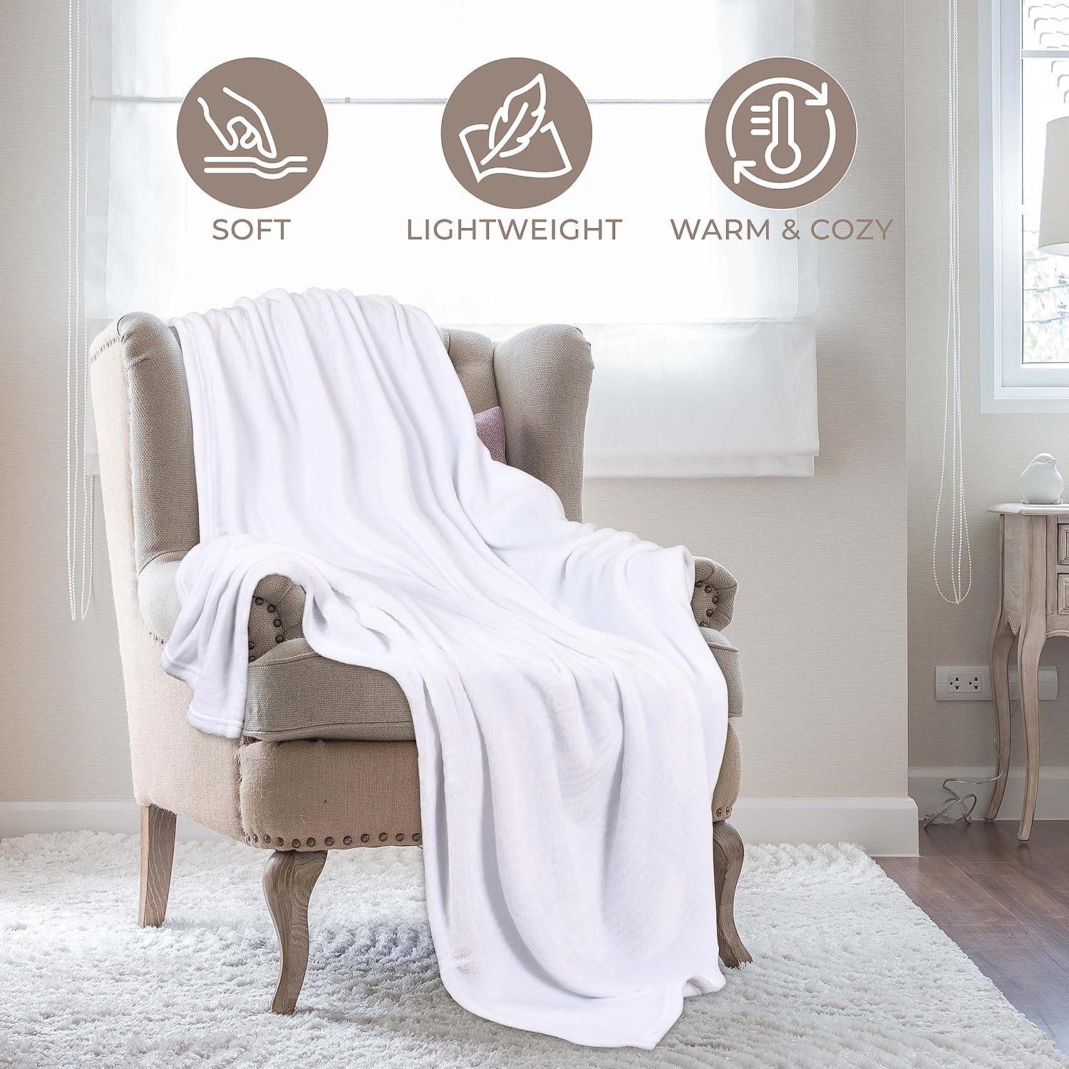 Superior Superior Polka Dots or Solid Fleece Plush Blanket Medium Weight Fluffy Soft Decorative Bedding