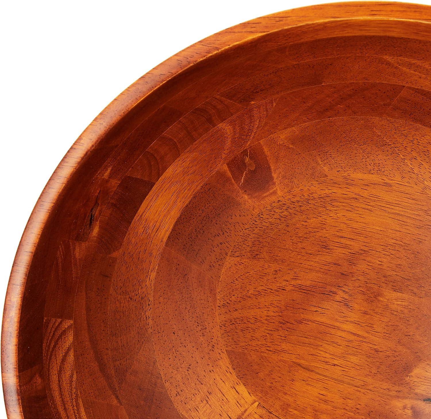 Large Cherry Finish Round Wooden Serving Bowl